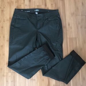 LOFT faux leather skinny jean pants, olive Size 8